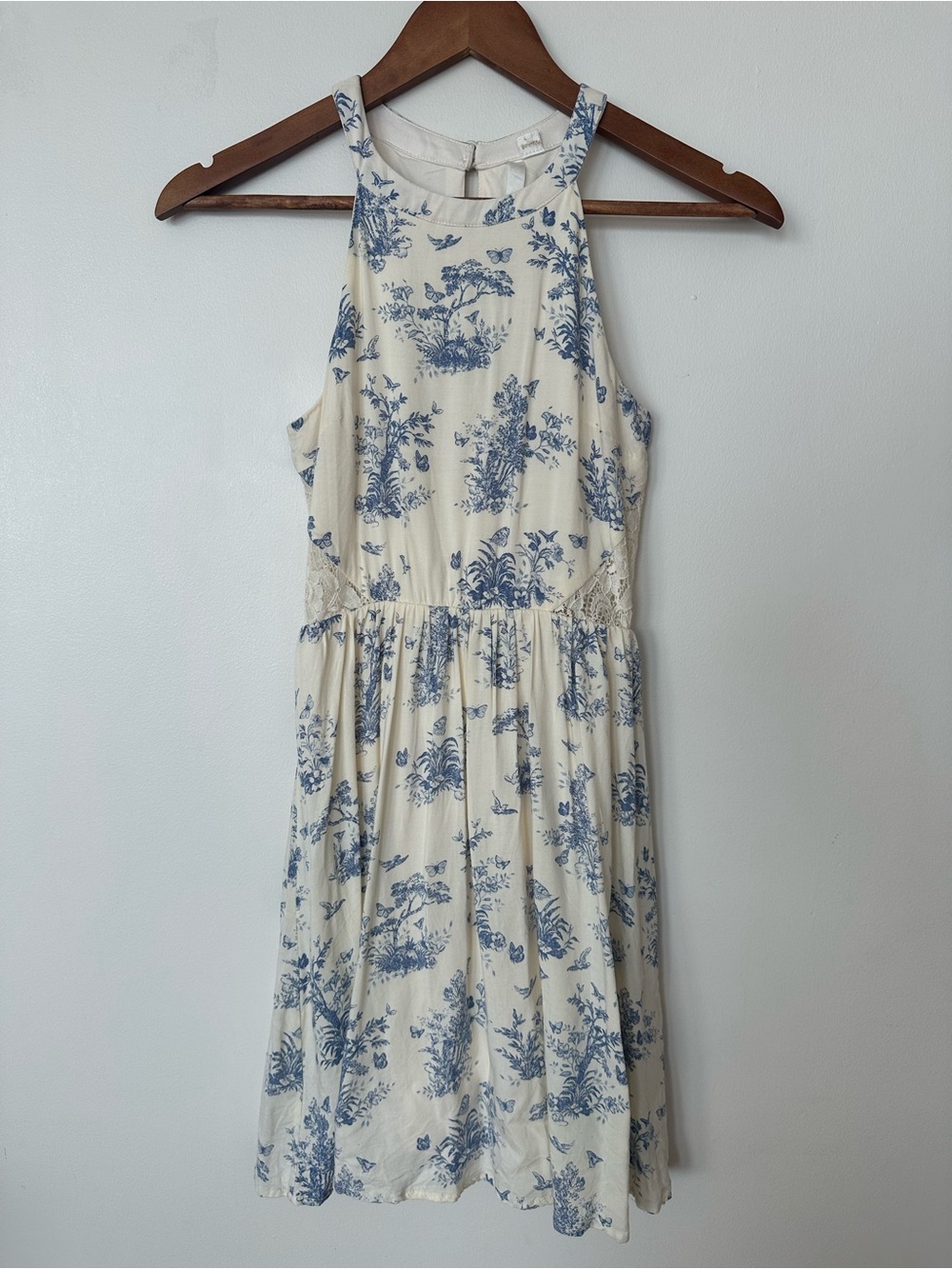Disney Cinderella Toile Lace Dress XS Blue Ivory Fit & Flare